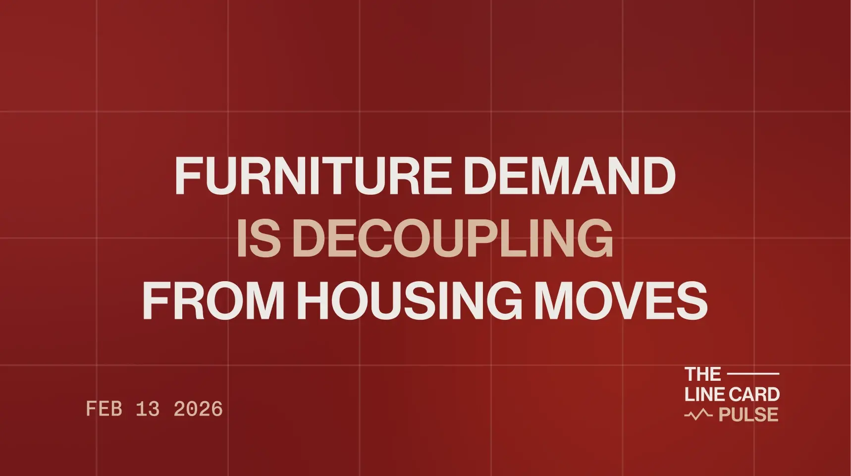 Furniture report graphic highlighting the shift from move-driven buying to incremental, room-by-room upgrades in the furniture market