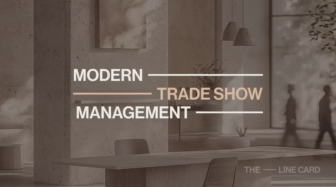 Modern trade show management visual concept featuring clean showroom design and strategic planning environment